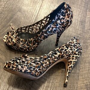 Aldo Leopard Print Peep Toe Heels